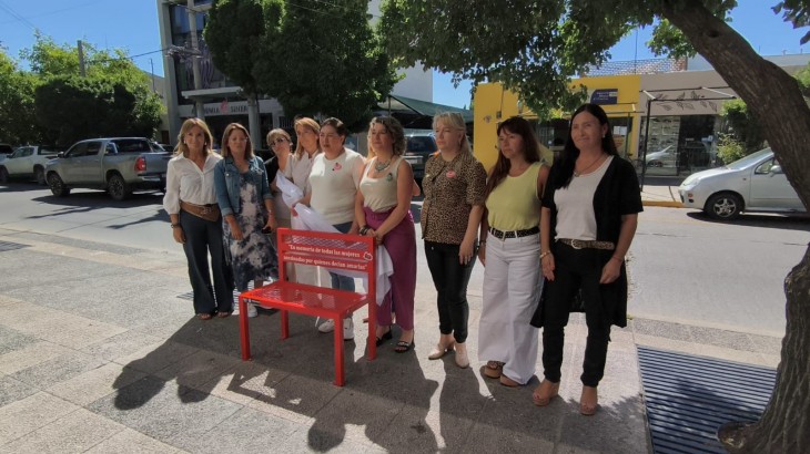 Se inauguró un Banco Rojo en conmemoración del Día Internacional para la Eliminación de la Violencia contra la Mujer