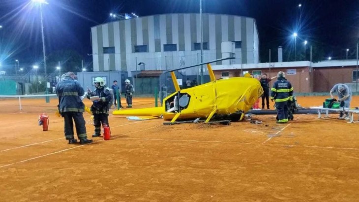 Cayó un helicóptero en una cancha de tenis en Palermo: hay tres personas heridas