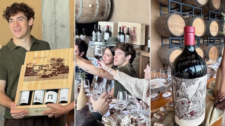 Franco Colapinto vivió una previa de lujo antes del Road Show en Buenos Aires: helicóptero, asado, Maia Reficco y un brindis con Malbec