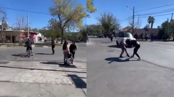 Dos jóvenes protagonizaron una feroz pelea a la salida de una escuela